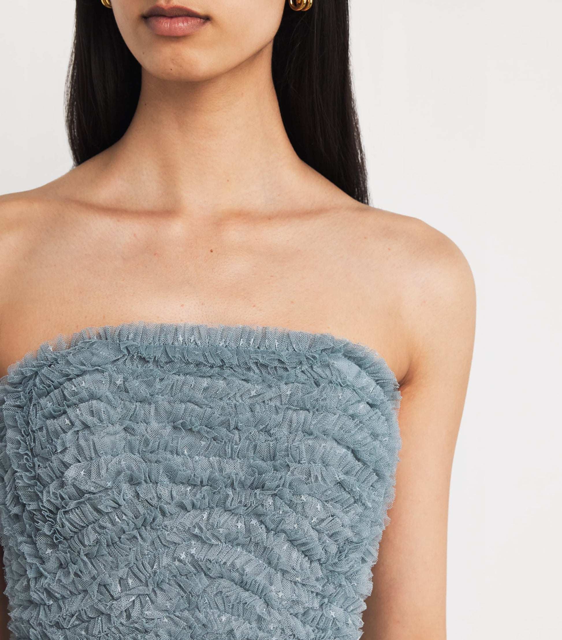 Needle & Thread Blue Strapless Hattie Maxi Dress