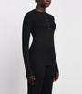 Skims Black Sheer Knit Henley Top