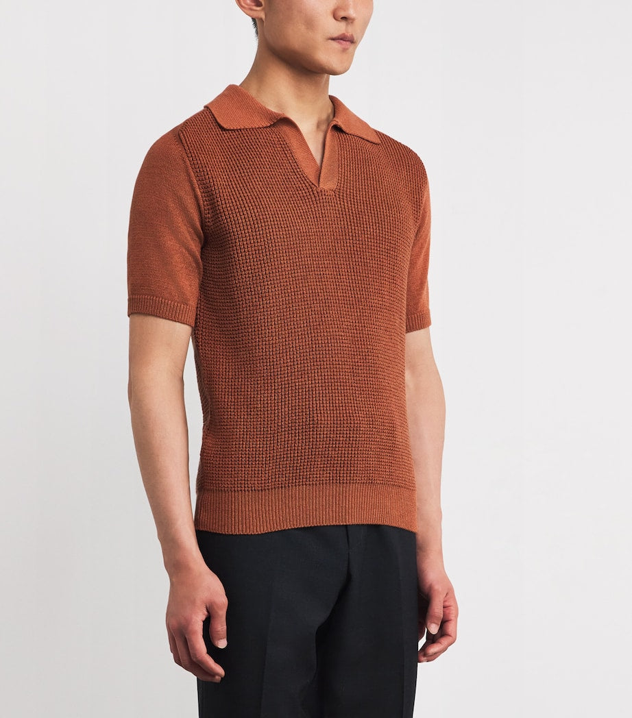 Silk-Cotton Knit Polo Shirt