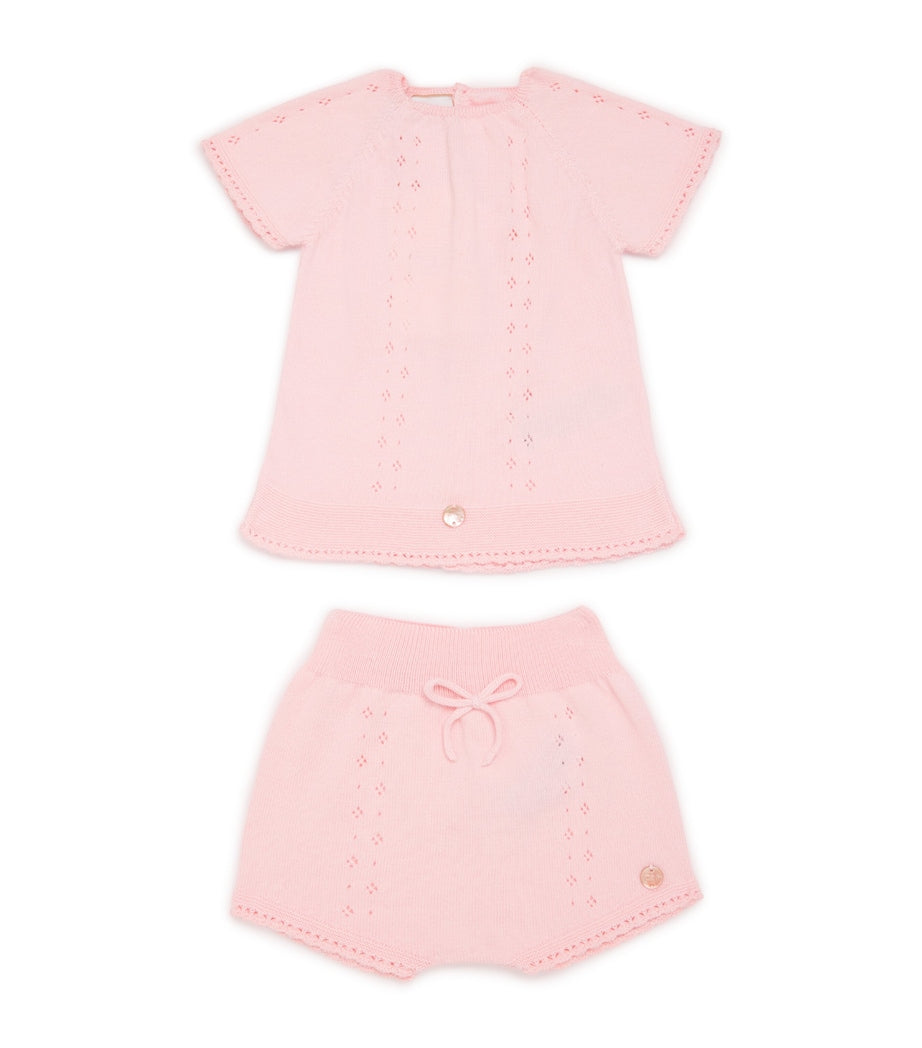 Cotton Knitted Top and Bloomers Set (0-6 Months)