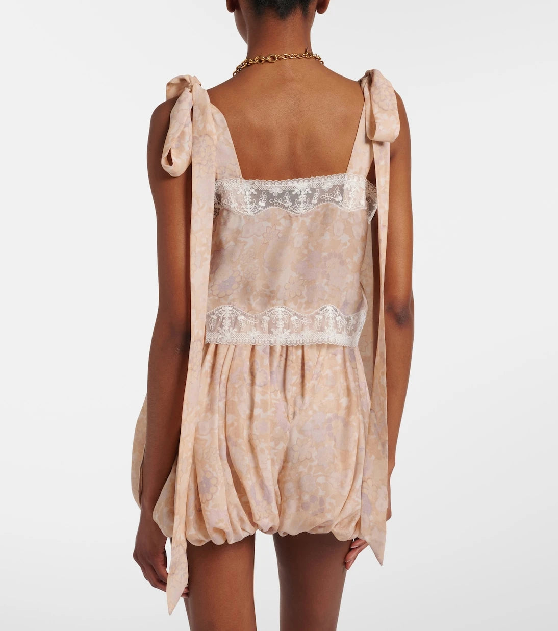 Chloé - Floral lace-trimmed silk top