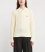 Ivory Wool-Cashmere Cable-Knit Polo Sweater