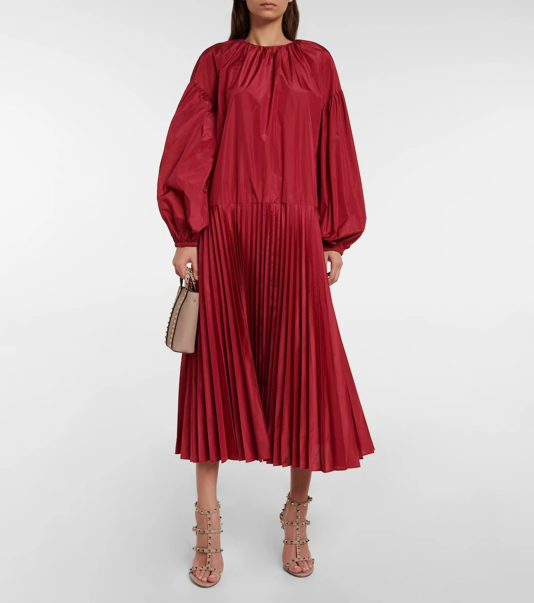 Valentino - Pleated taffeta midi dress