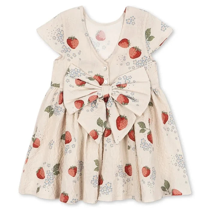 Konges Sløjd AVA SS BOW DRESS GOTS Çocuk Pamuk Elbise