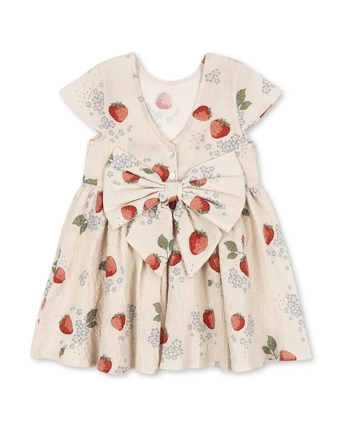 Konges Sløjd AVA SS BOW DRESS GOTS Çocuk Pamuk Elbise