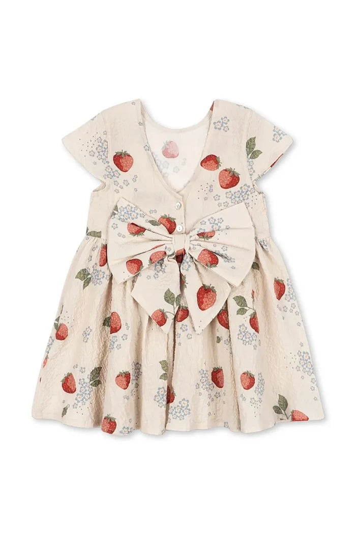 Konges Sløjd AVA SS BOW DRESS GOTS Çocuk Pamuk Elbise