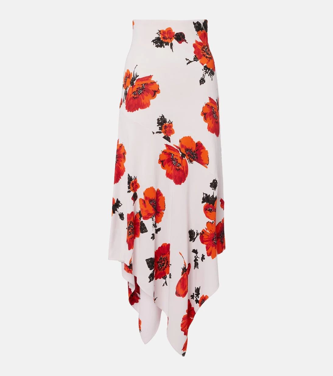 Alaïa - Floral asymmetric jersey midi skirt