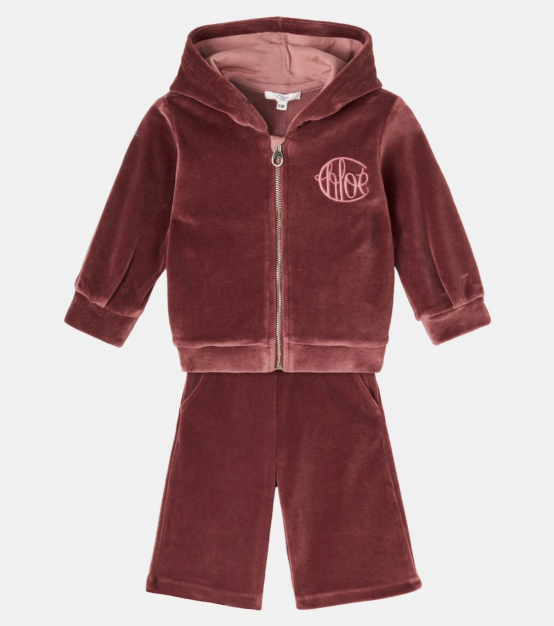 Chloé Kids - Baby set of cotton velvet hoodie and sweatpants