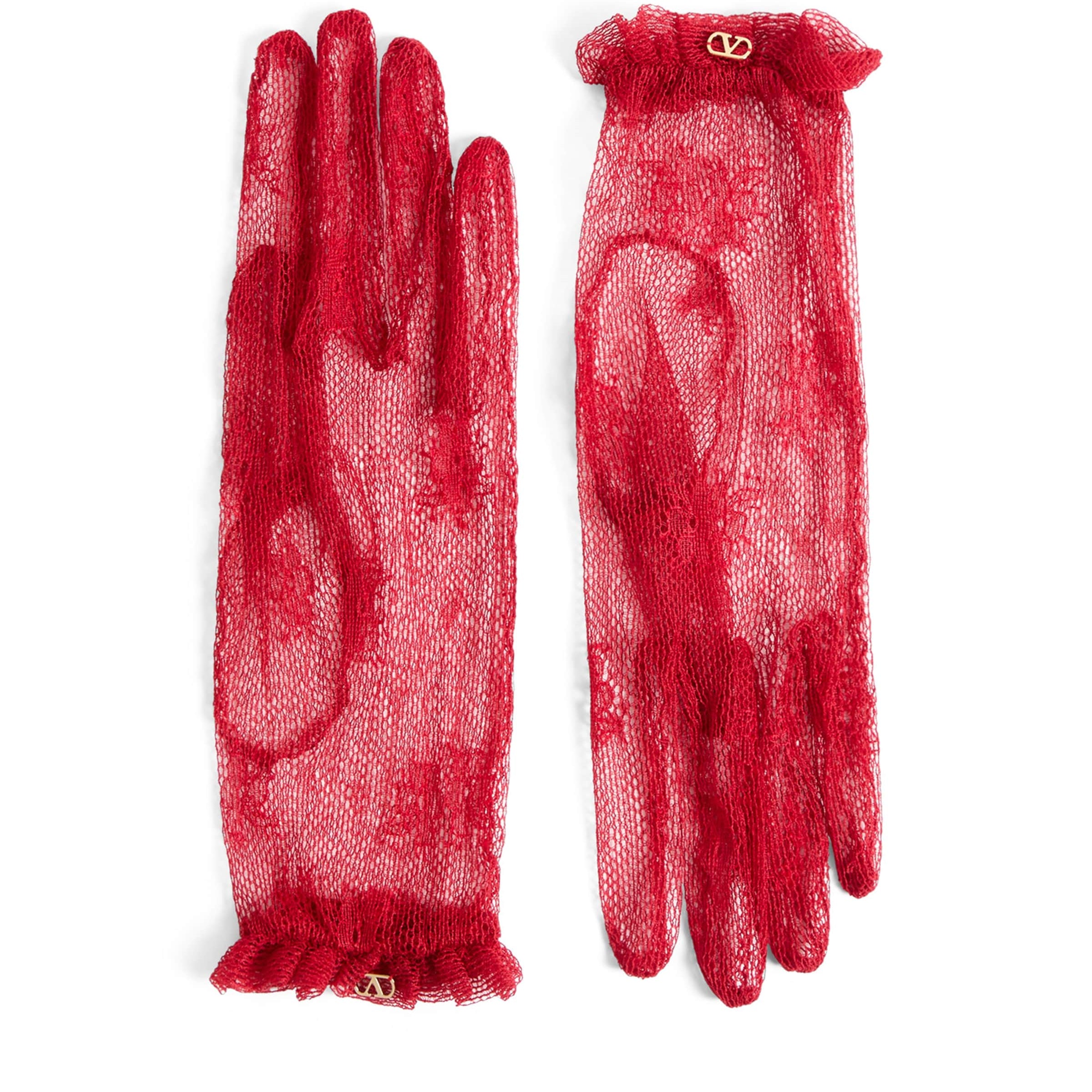 Valentino Garavani Red Lace VLogo Signature Gloves