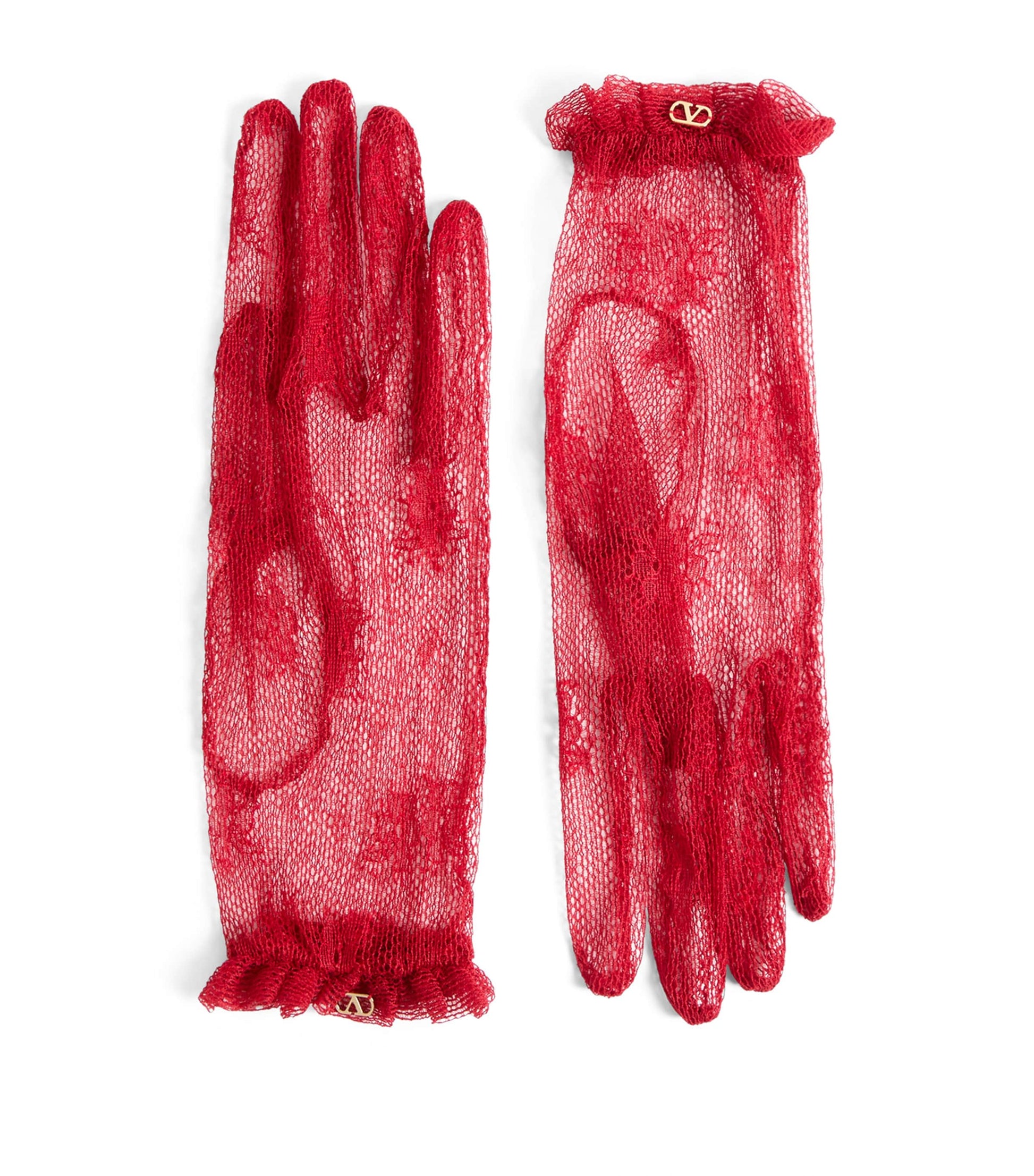 Valentino Garavani Red Lace VLogo Signature Gloves
