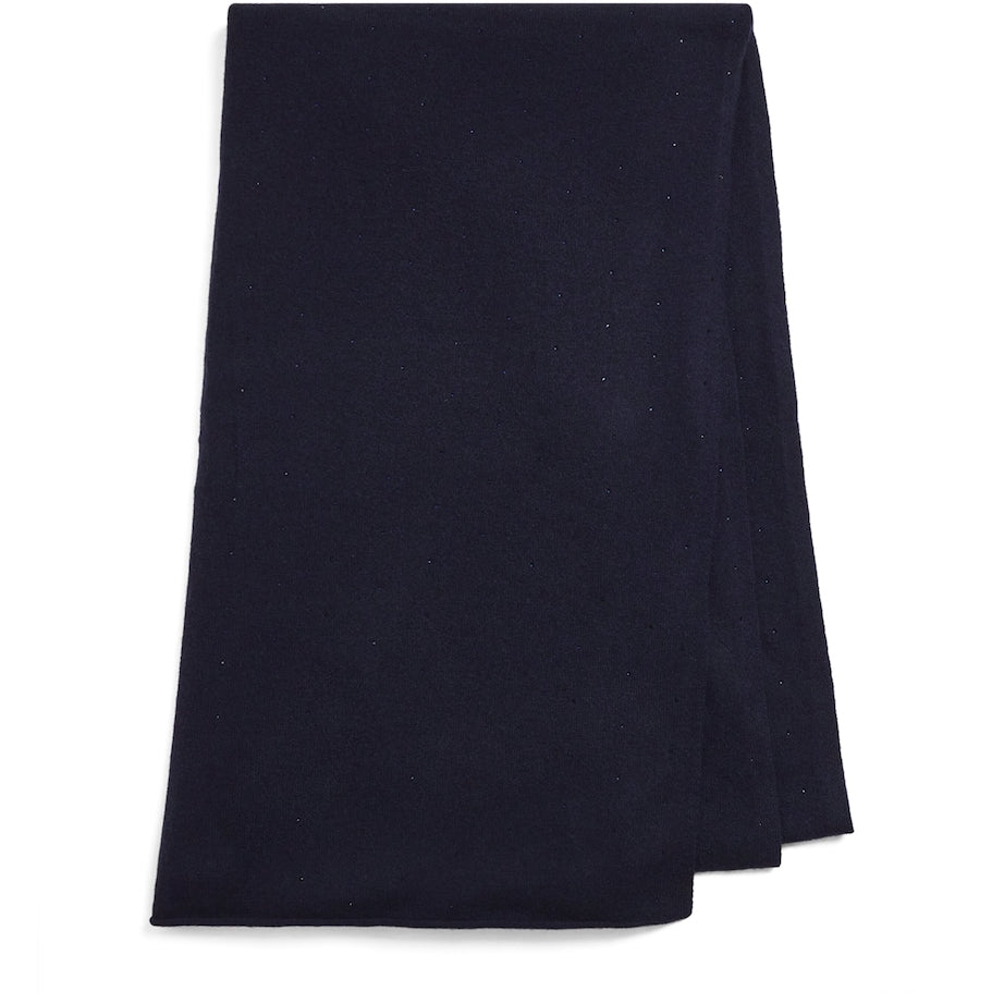 William Sharp Navy Cashmere Crystal-Embellished Scarf