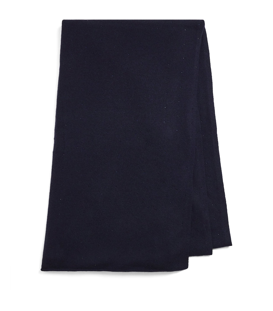 William Sharp Navy Cashmere Crystal-Embellished Scarf