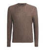 Emporio Armani Brown Virgin Wool Jacquard Stripe Sweater