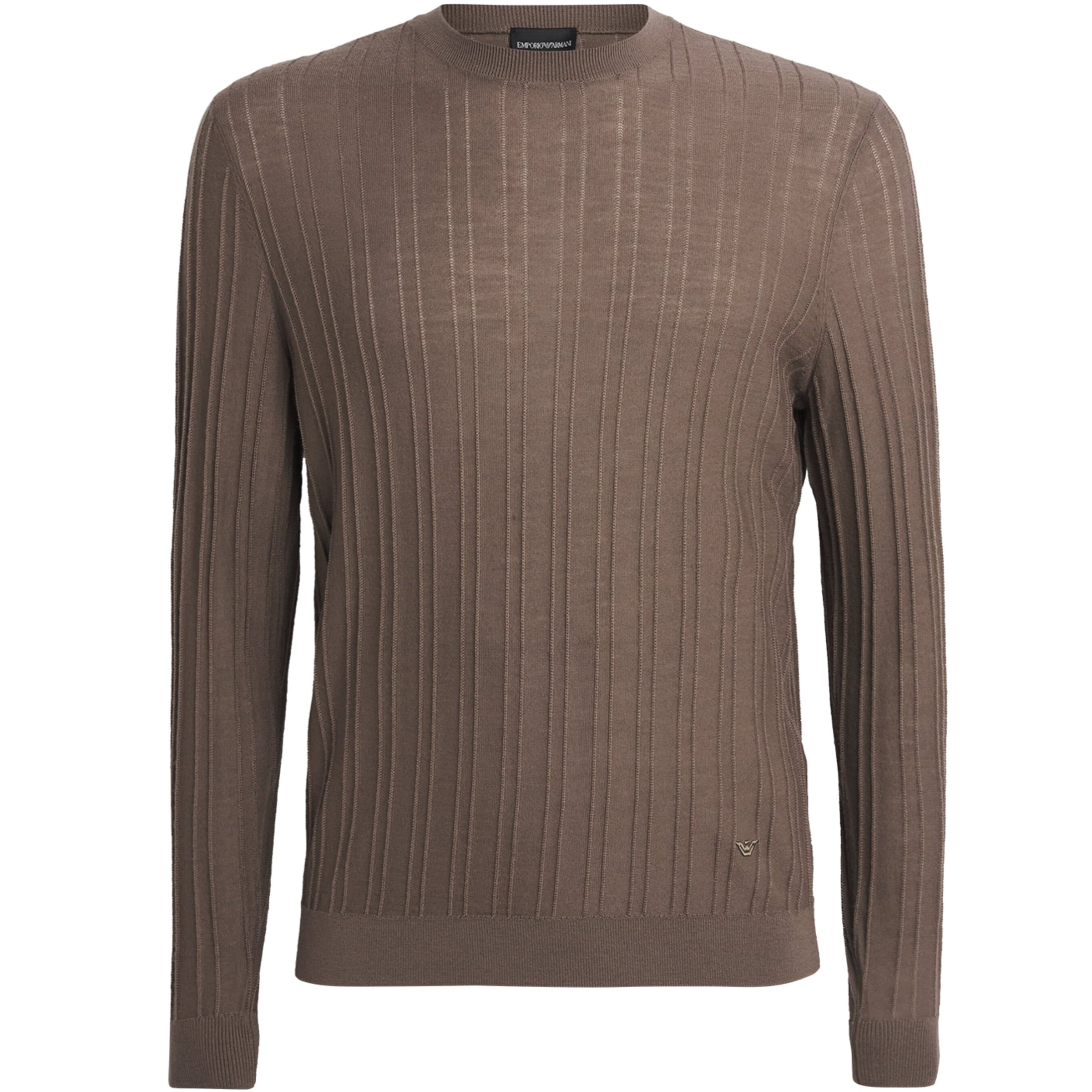 Emporio Armani Brown Virgin Wool Jacquard Stripe Sweater