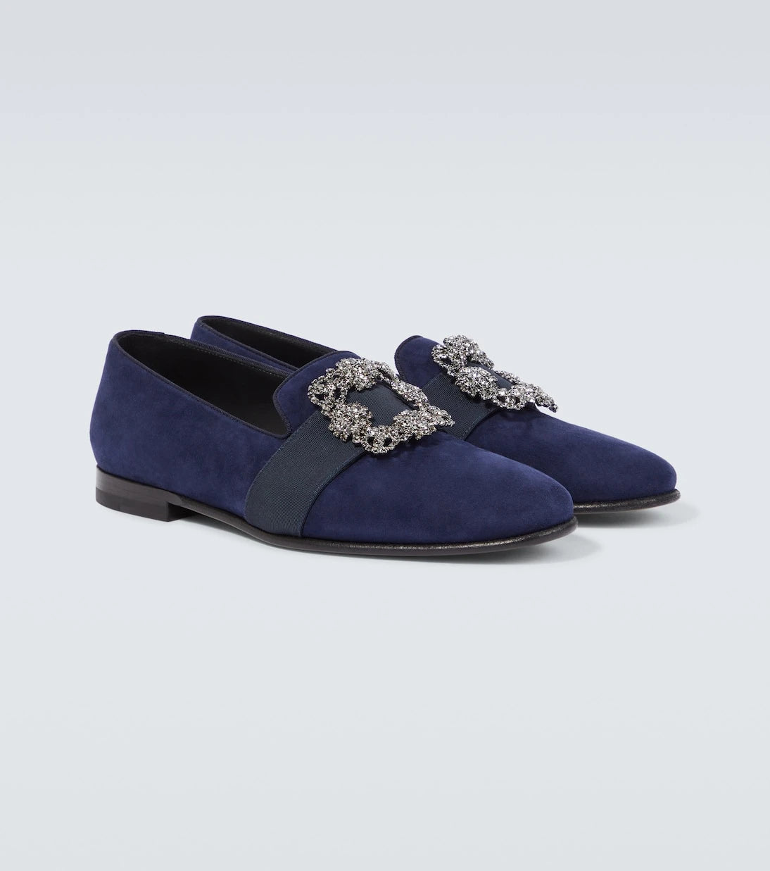 Manolo Blahnik - Carlton embellished suede loafers