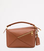 LOEWE Brown Small Leather Featherlight Puzzle Top-Handle Bag