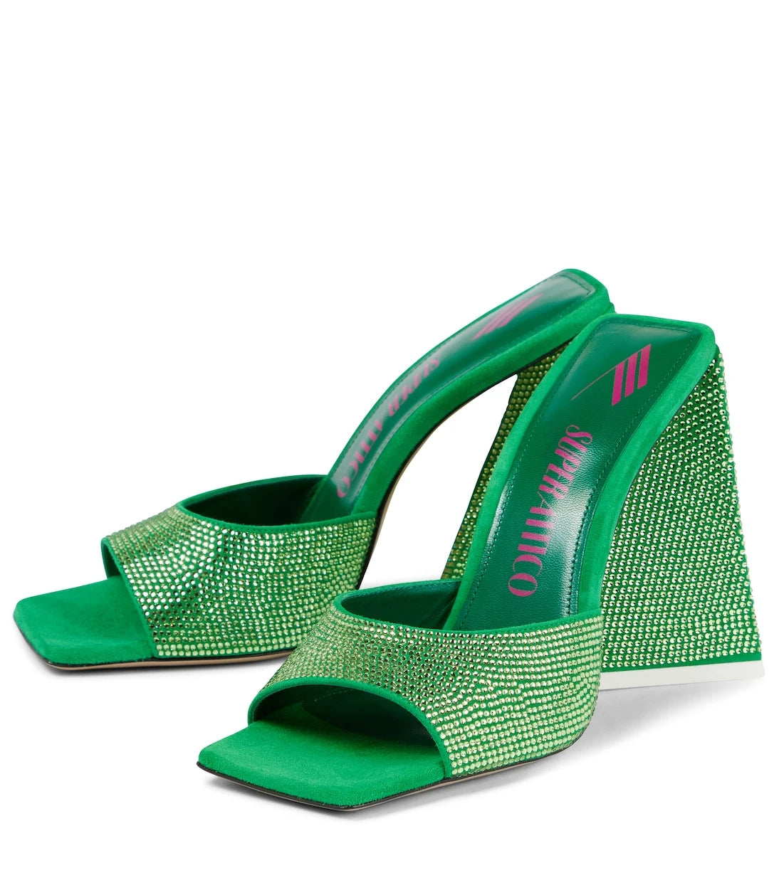 The Attico - Devon embellished leather and suede sandals