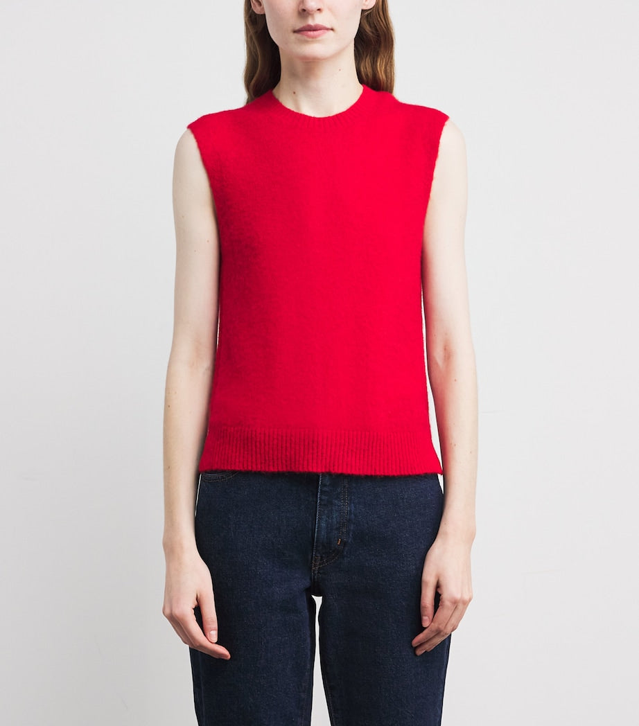 Red Alpaca-Blend Knitted Vest