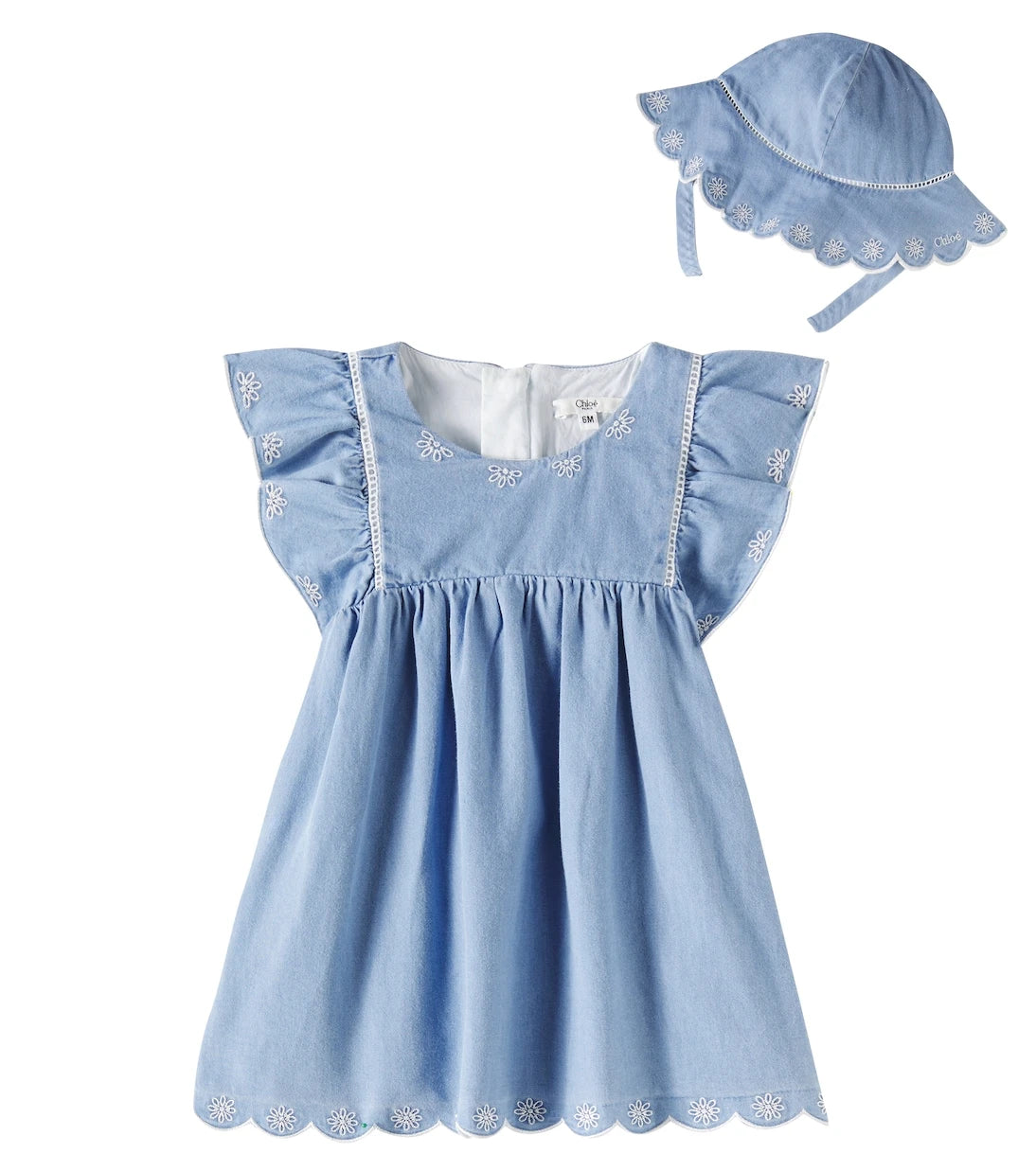 Chloé Kids - Baby  chabray dress and hat set