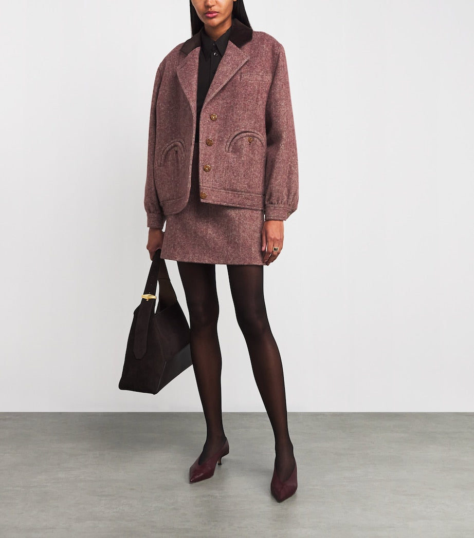 Blazé Milano Pink Virgin Wool Cleo Bomber Jacket