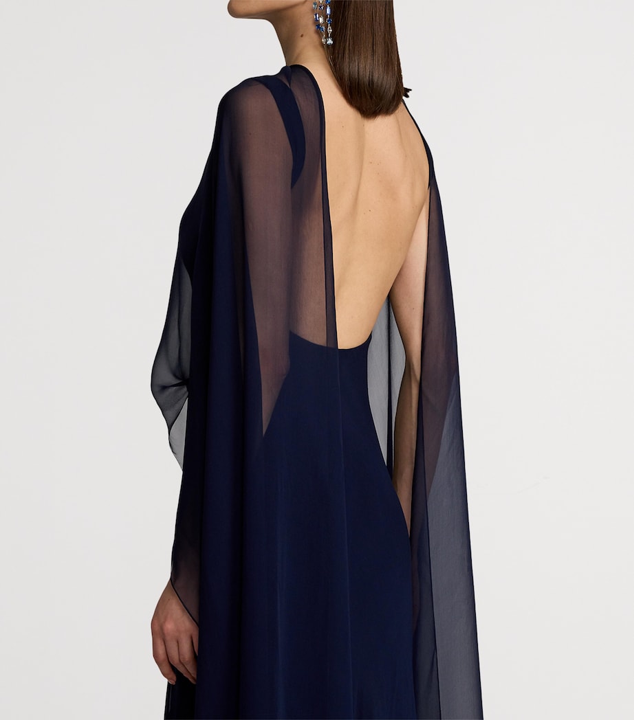 Ralph Lauren Collection Navy Silk Georgette Dylon Dress