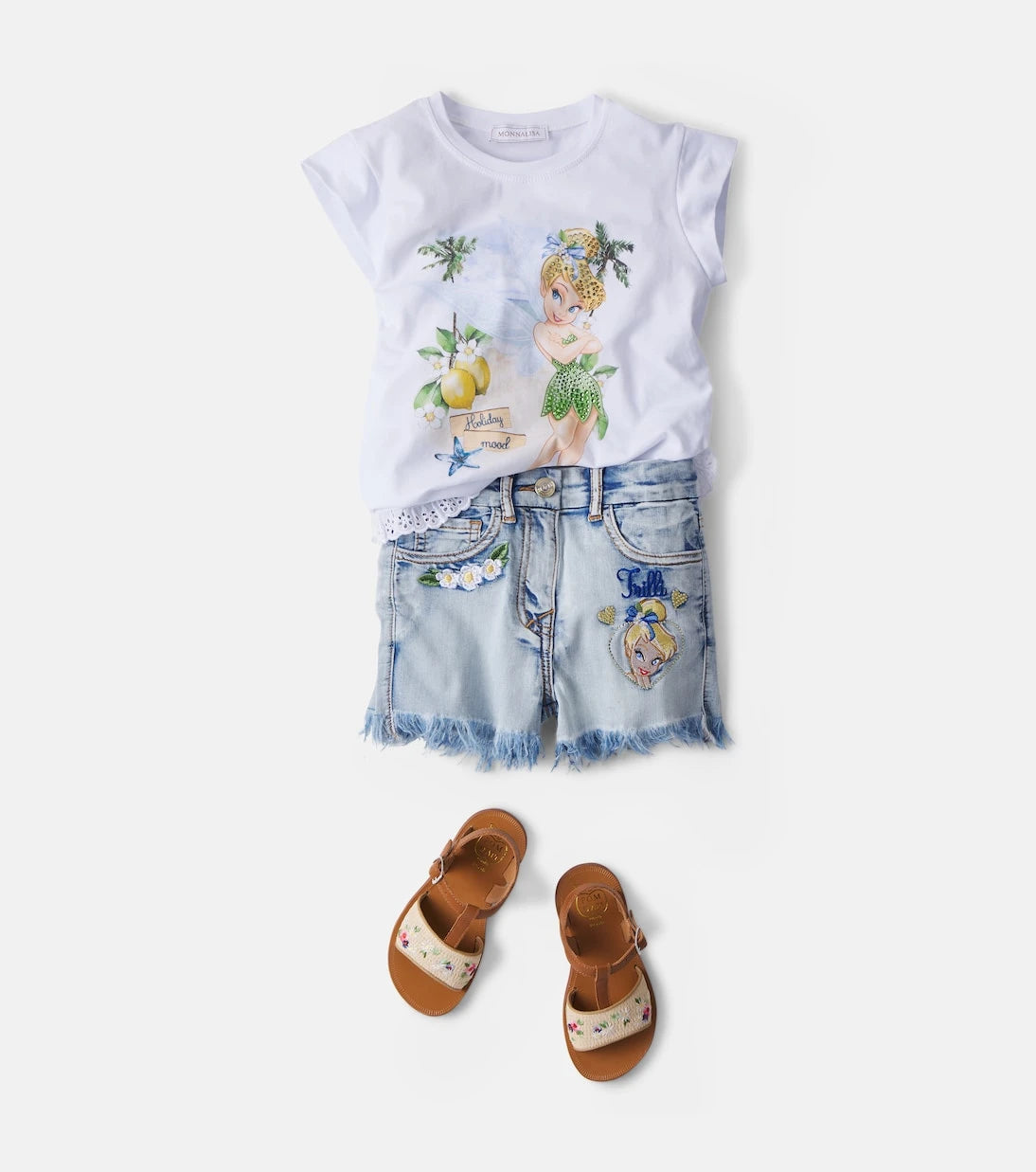 Monnalisa - x Disney® embroidered denim shorts