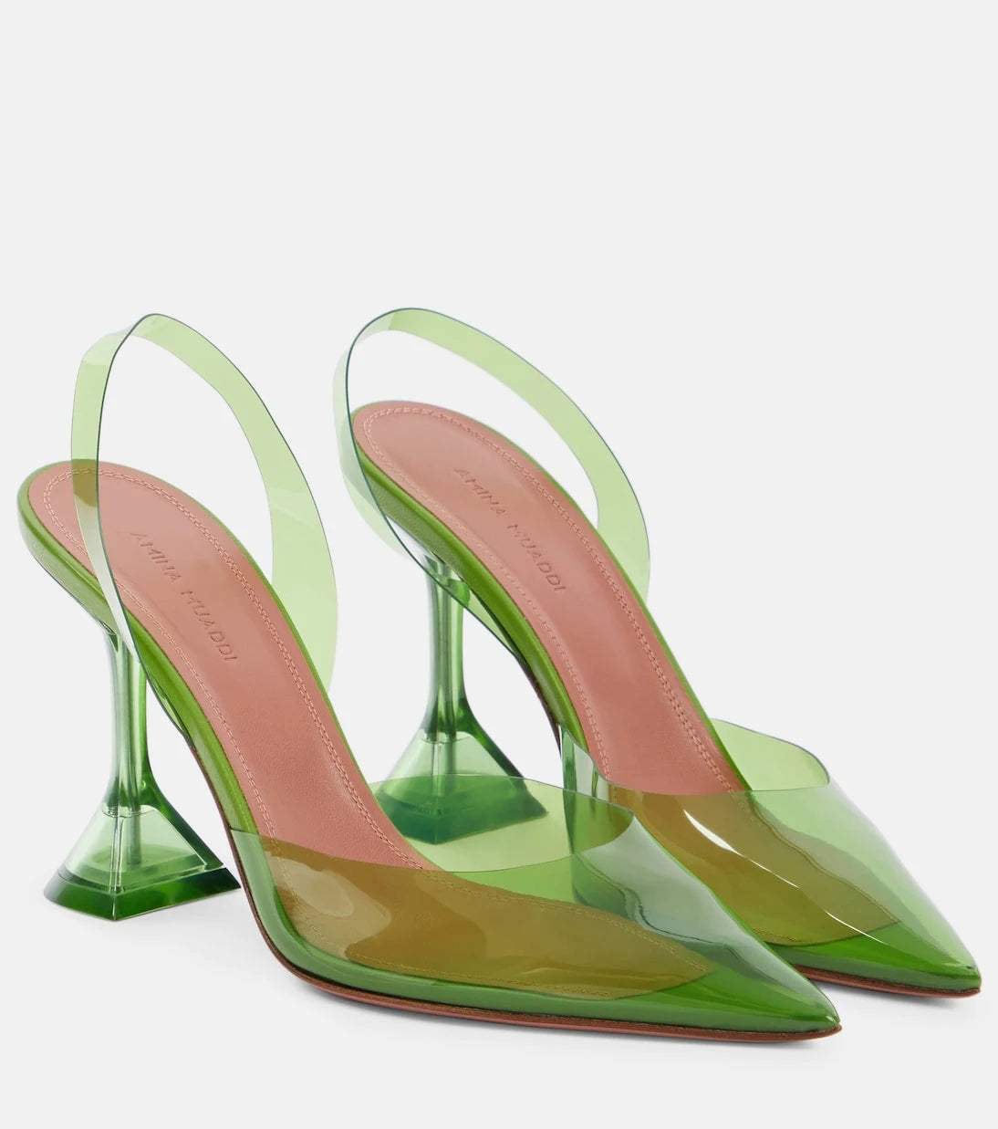 Amina Muaddi - Holli Glass PVC slingback pumps