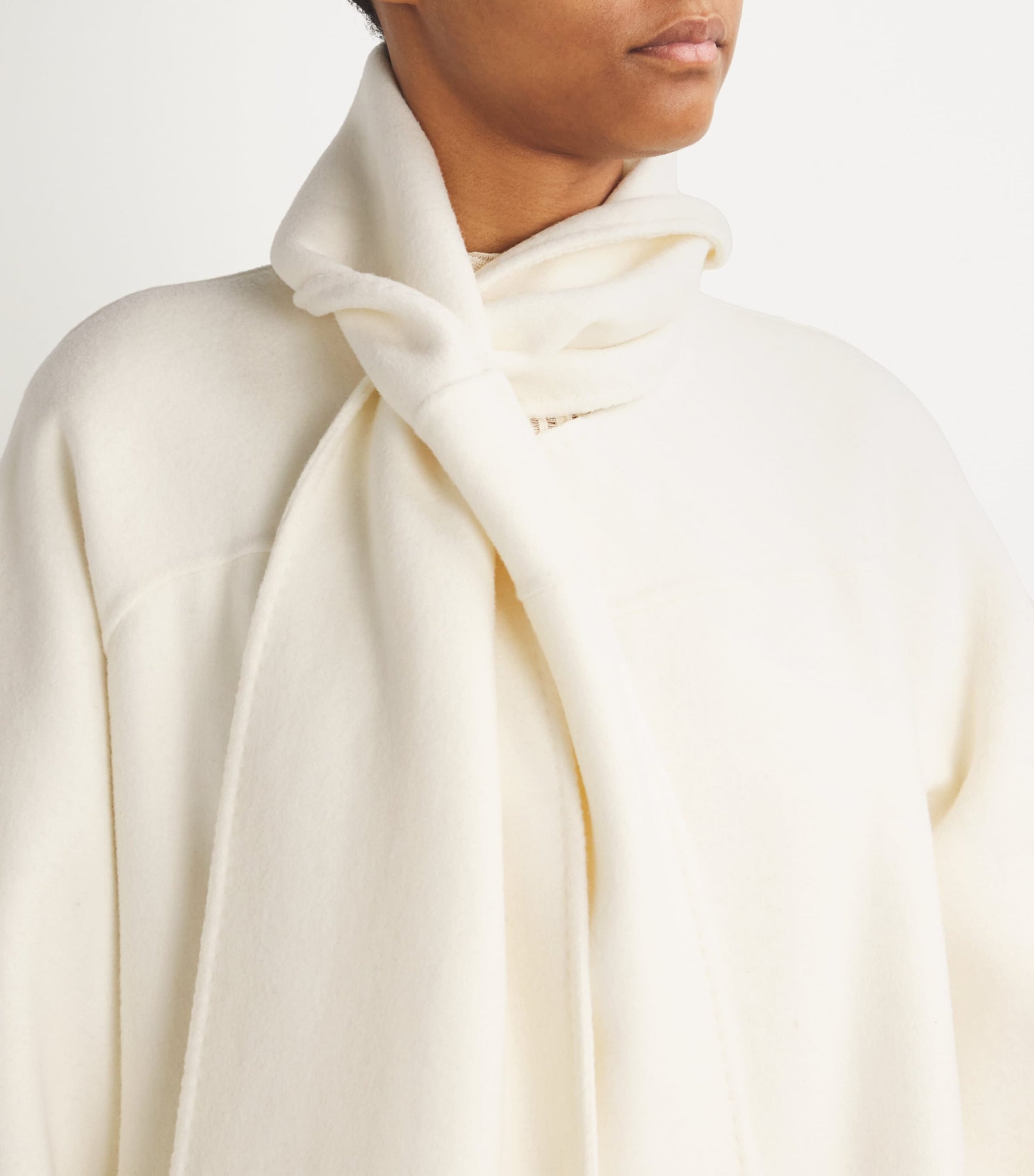 Wolk Morais Ivory Cashmere Cunardier High Neck Coat