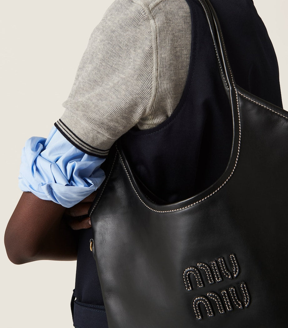 Black Leather Ivy Tote Bag