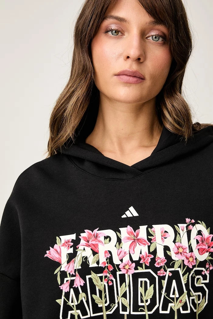 adidas x Farm Rio pamuklu kapüşonlu kadın sweatshirt