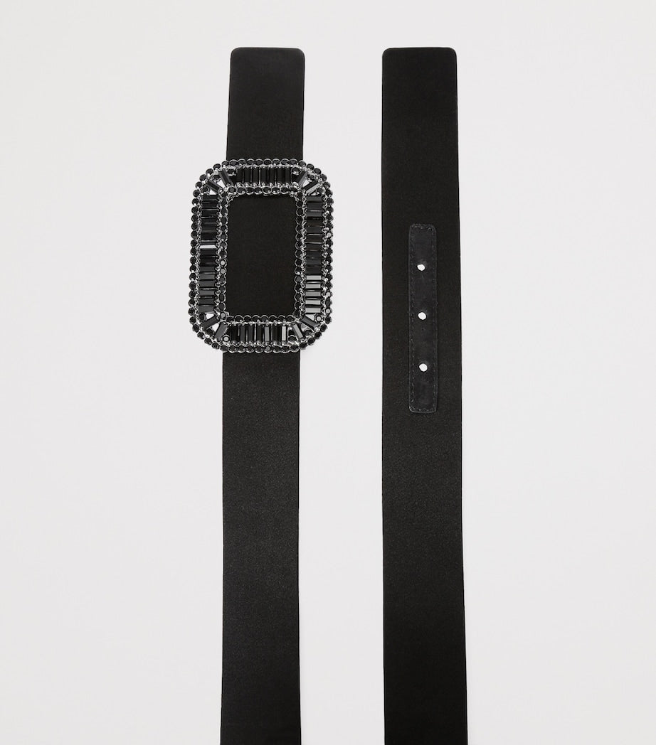 Roger Vivier Black Satin Pilgrim Belt