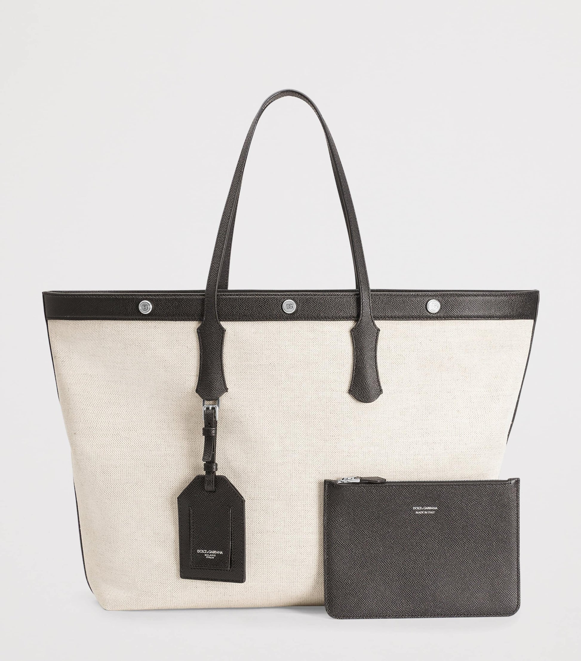 Dolce & Gabbana Canvas-Calfskin Tote Bag