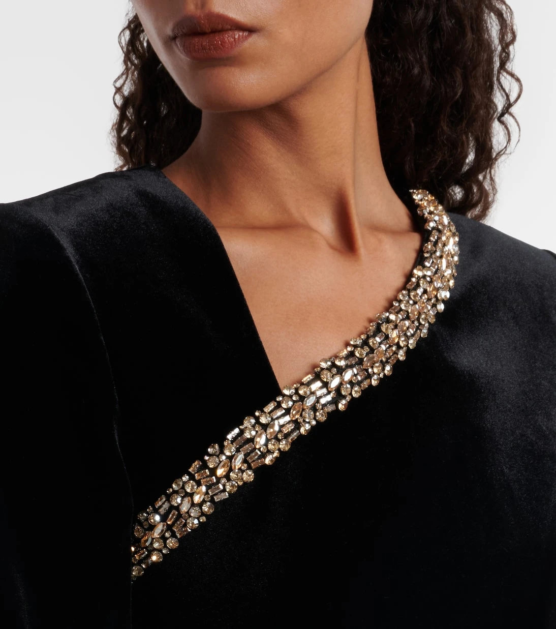 Roland Mouret - Asymmetric embellished velvet top