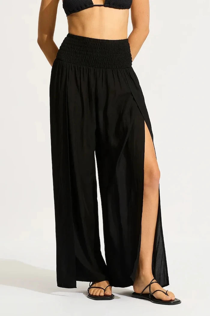 Seafolly Kadın Viskon Shirred Waist Wrap Pantolon