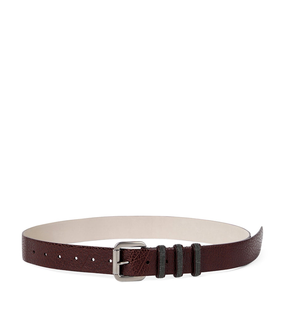 Red Leather Monili-Embellished Belt