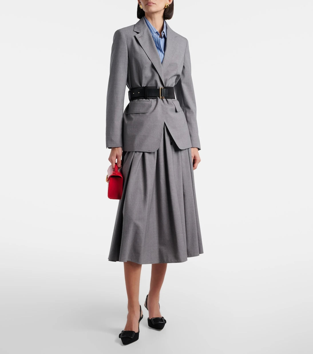 Max Mara - تنورة Livrea ميدي من صوف الفيرجن