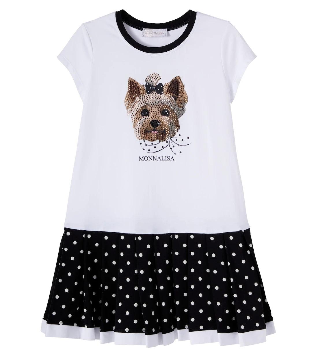 Monnalisa - Embellished printed cotton-blend dress