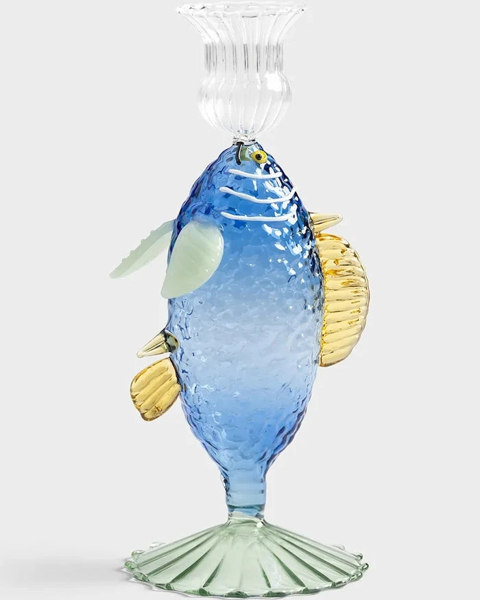 Dekoratif şamdan &k amsterdam fish blue