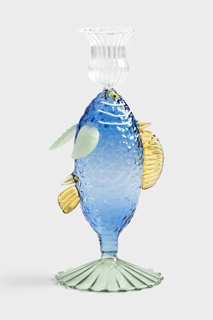 Dekoratif şamdan &k amsterdam fish blue