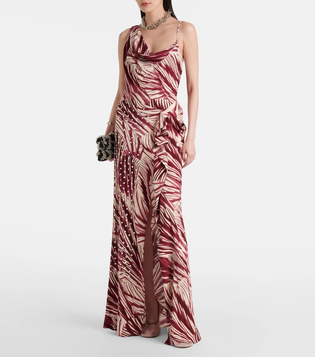 Dries Van Noten - Printed draped crêpe gown