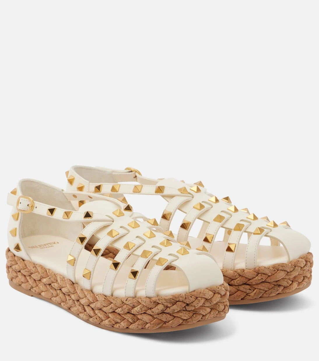Valentino Garavani - Rockstud Cork leather fisherman sandals