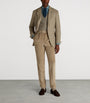 Beige Virgin Wool-Cashmere Tattersall Check Bourdon Blazer
