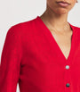 Tory Burch Red Monogram Pointelle Cardigan