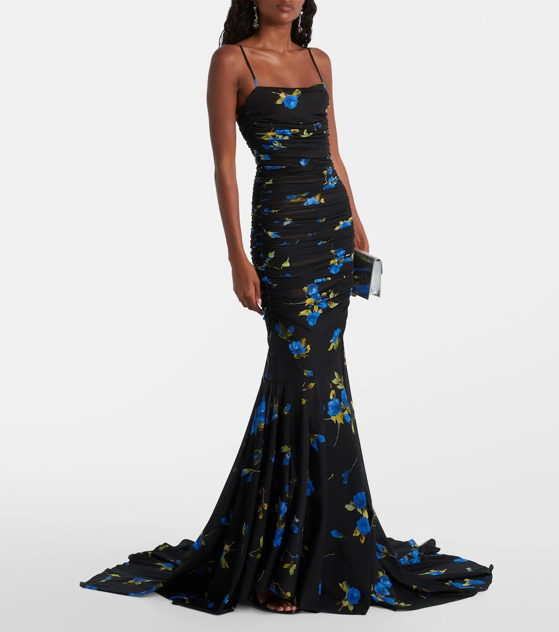 Blumarine - Floral draped jersey maxi dress