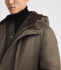 Yves Salomon Brown Wool-Silk Down Mink-Trim Parka