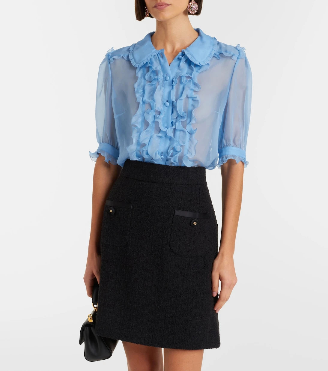Dolce&Gabbana - Ruffled semi-sheer silk blouse