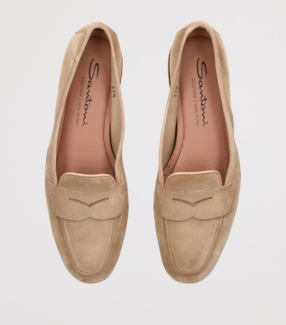 Santoni Beige Suede Carla Loafers
