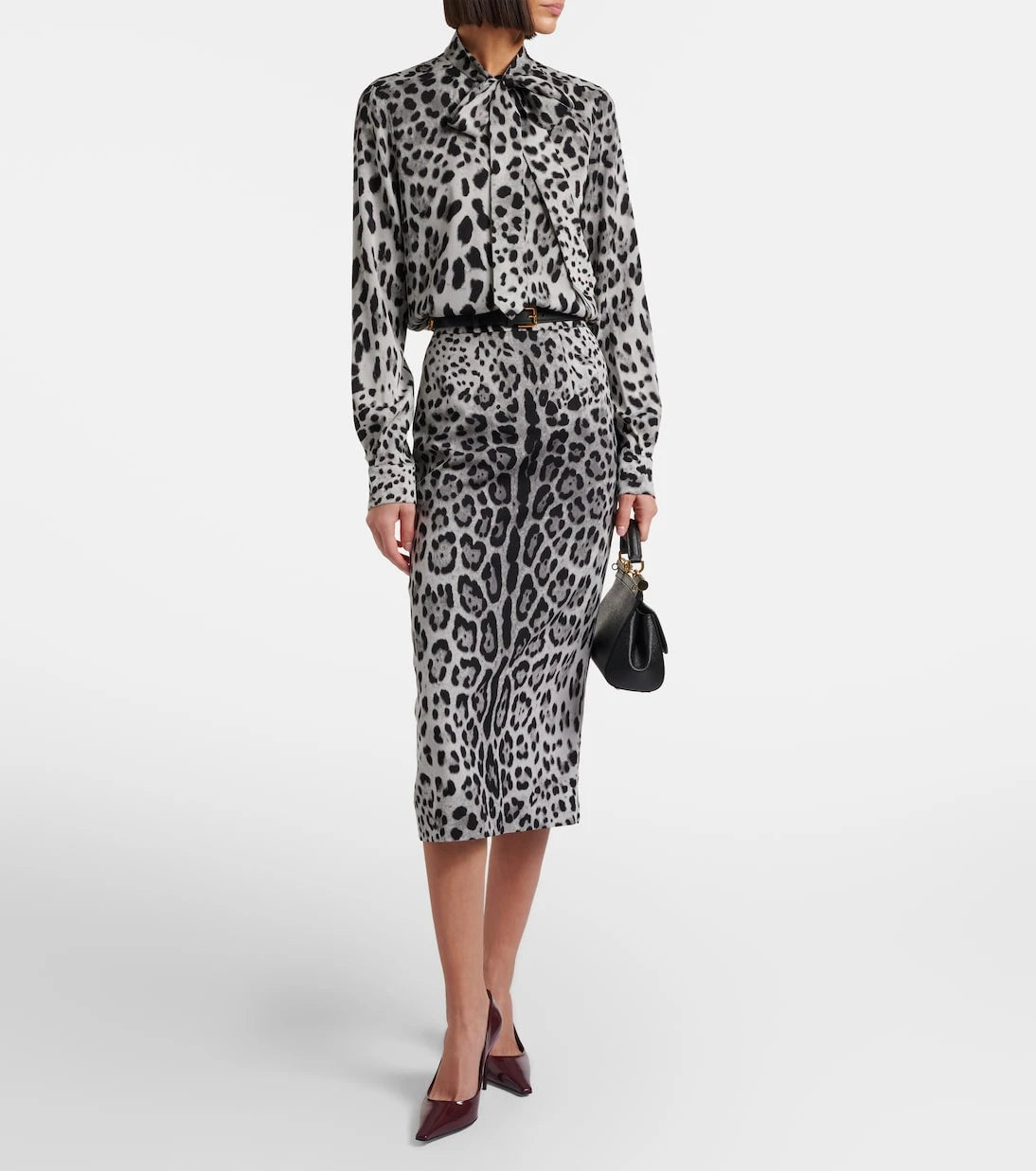 Dolce&Gabbana - Leopard-print silk-blend pencil skirt