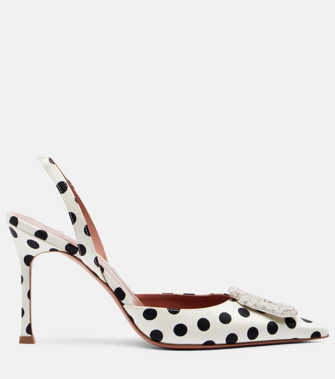 Amina Muaddi - Camelia polka-dot satin slingback pumps