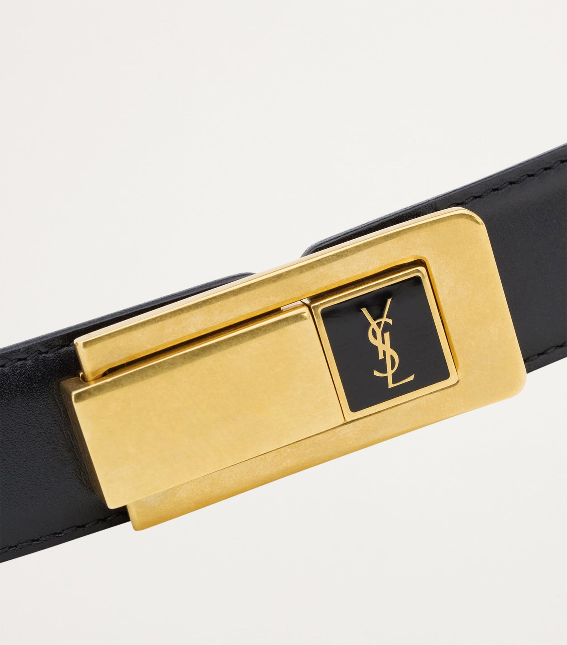 Black Leather Charniere Belt